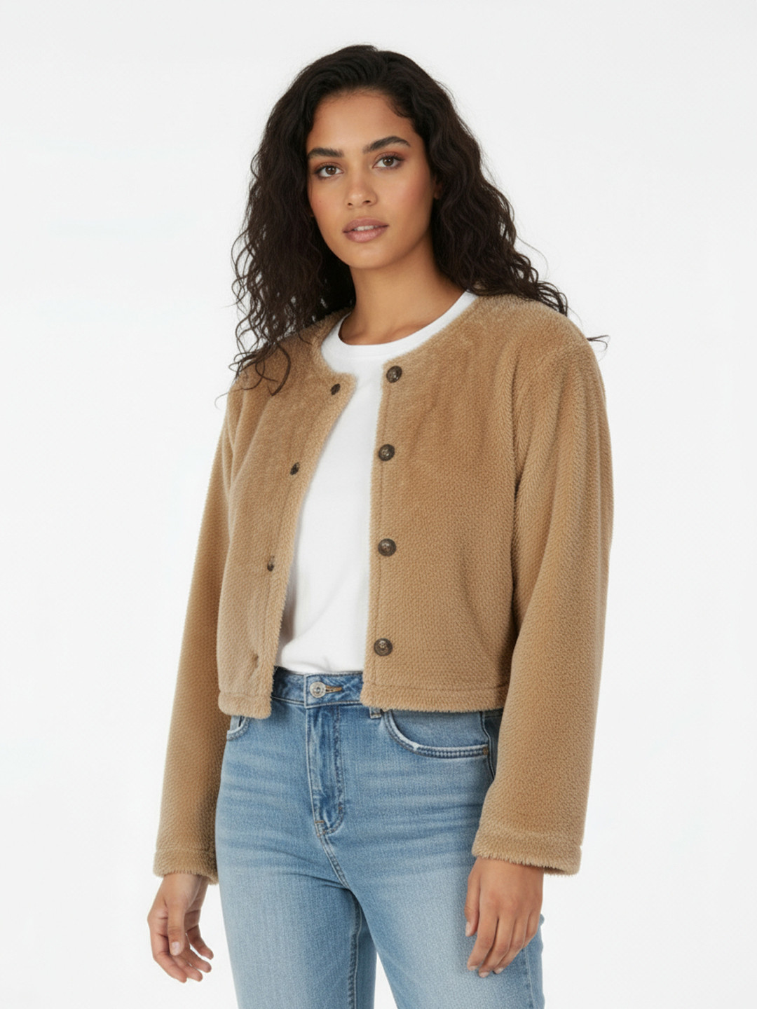glitchez Faux Fur Trim Tailored Jacket