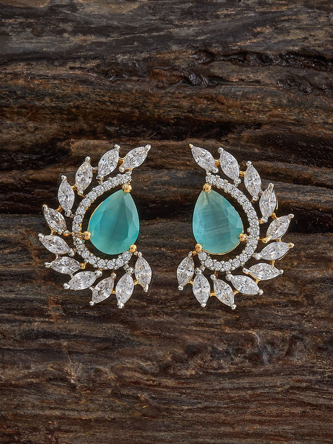 Kushal's Fashion Jewellery Leaf Shaped Studs Earrings