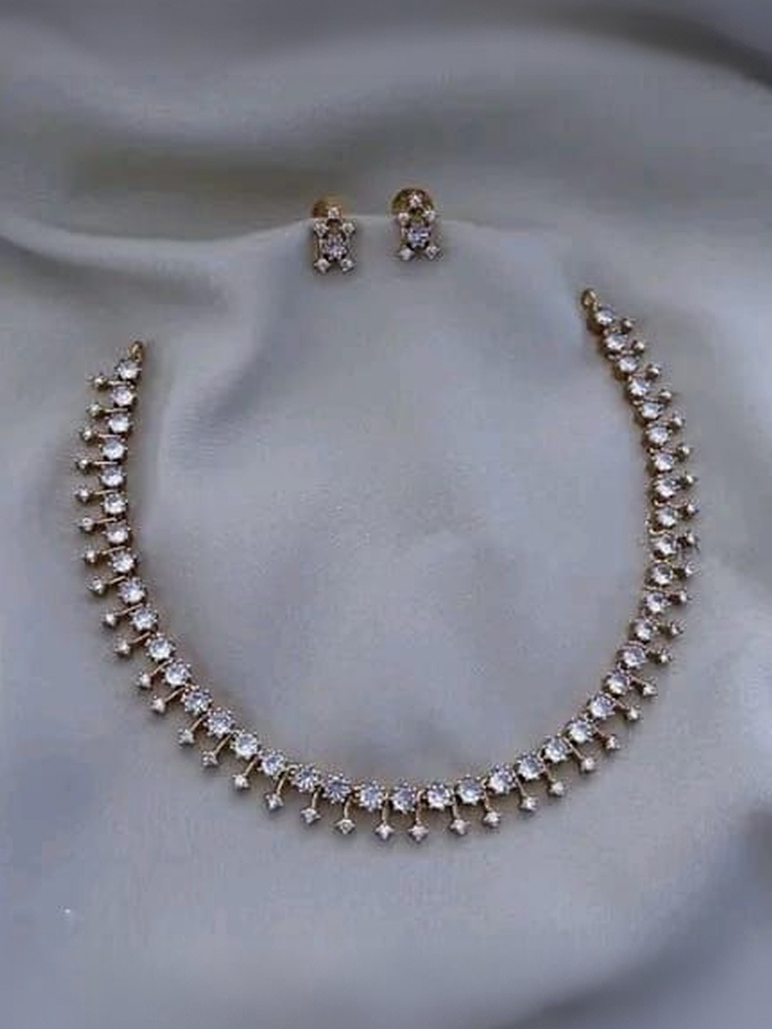 FANCY KF Gold-Plated American Diamond Jewellery Set