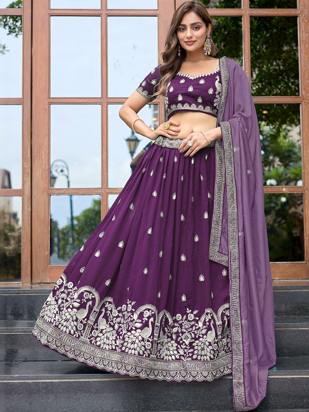 Jogmaya Fashion Women Embroidered Thread Work Semi-Stitched Lehenga & Blouse With Dupatta