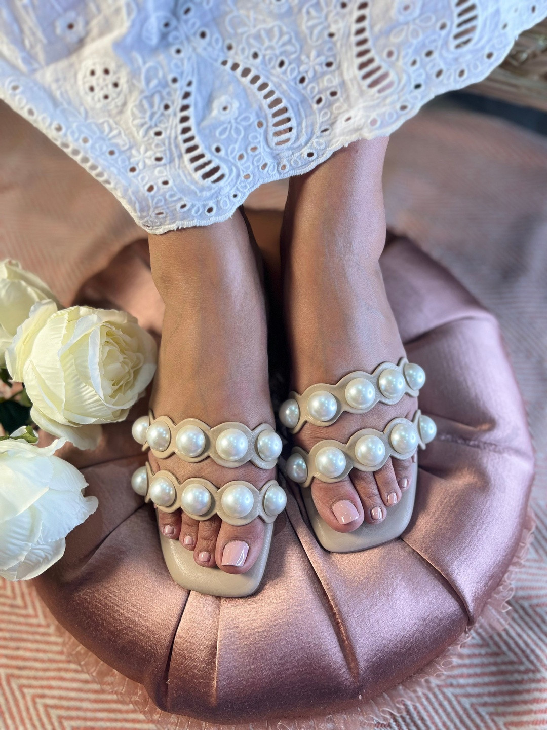 SANDAL STORIES Women Embellished Beaded Open Toe Flats