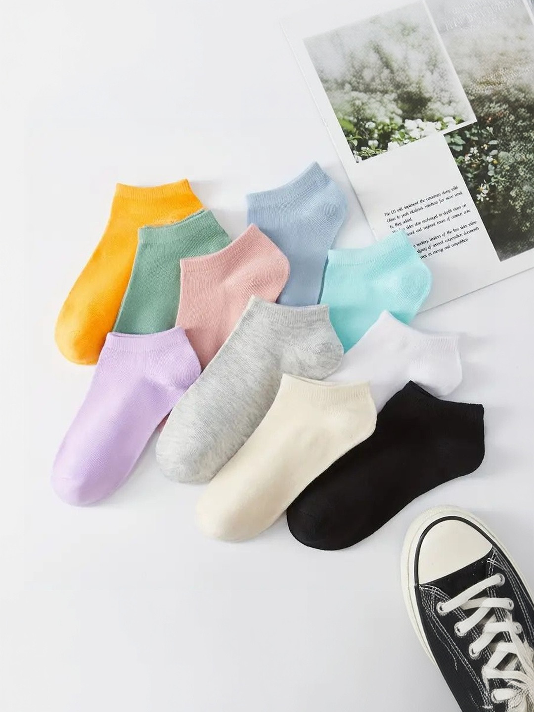 Nicsy Women Pack of 5 Cotton Above Ankle Socks