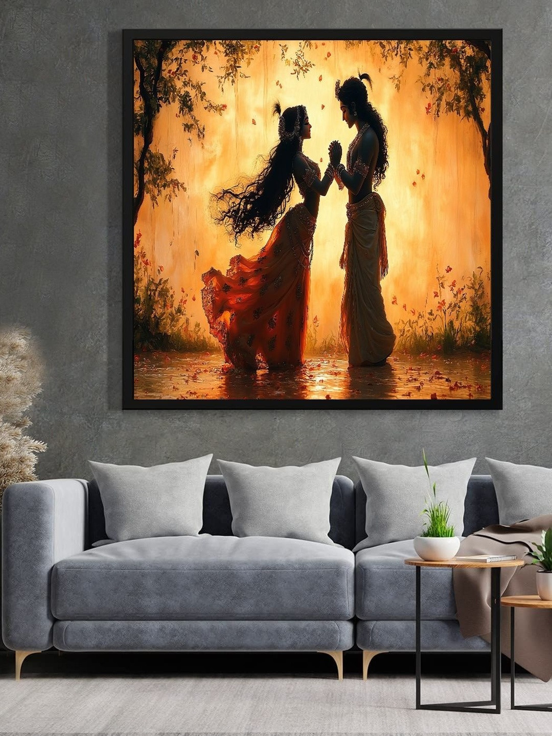 DECOR DADDY Orange Single Piece Canvas Religious Wall Painting