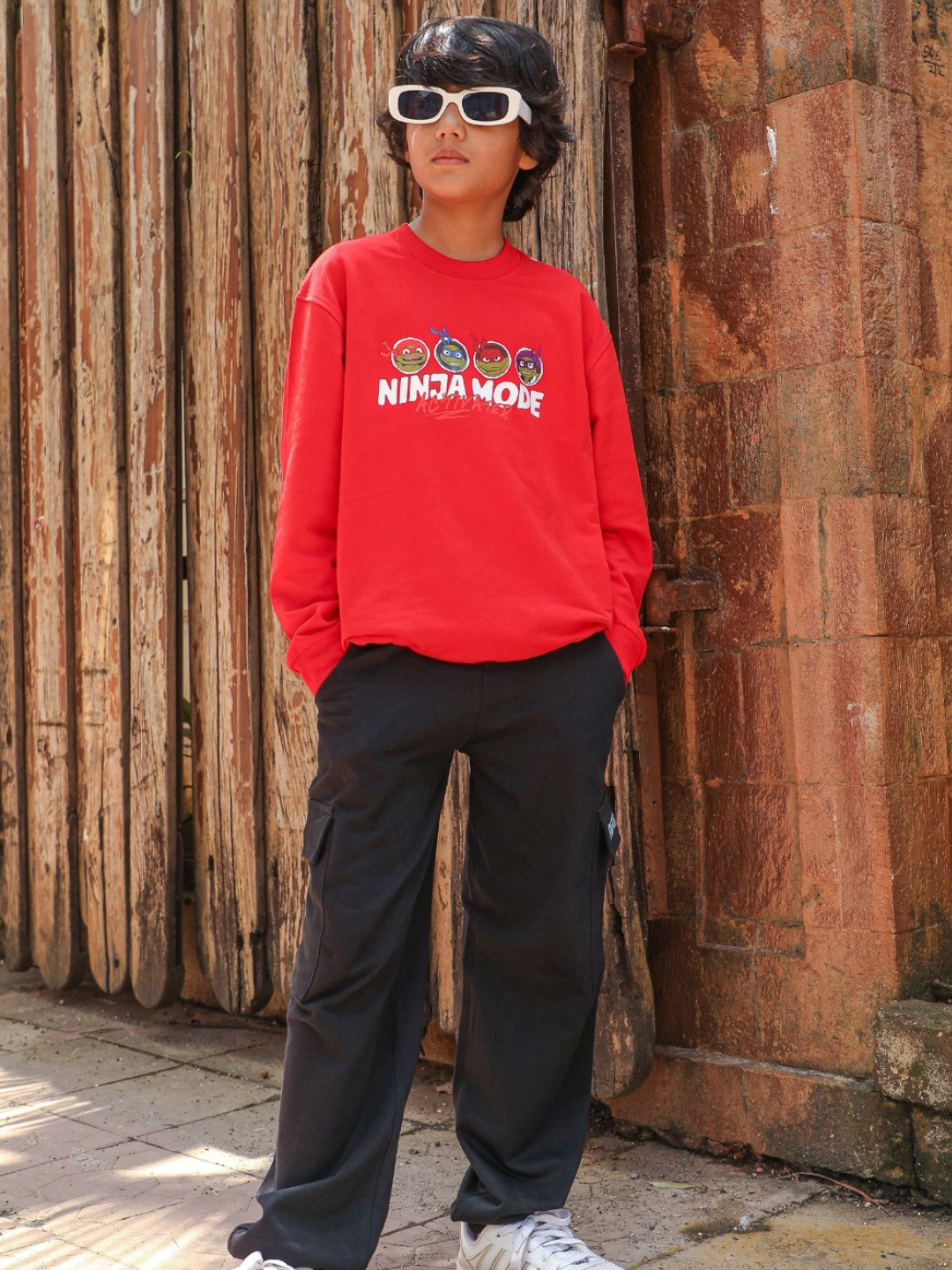 Nap Chief Kids Ninja Mode Printed Pure Cotton Sweatshirt With Joggers