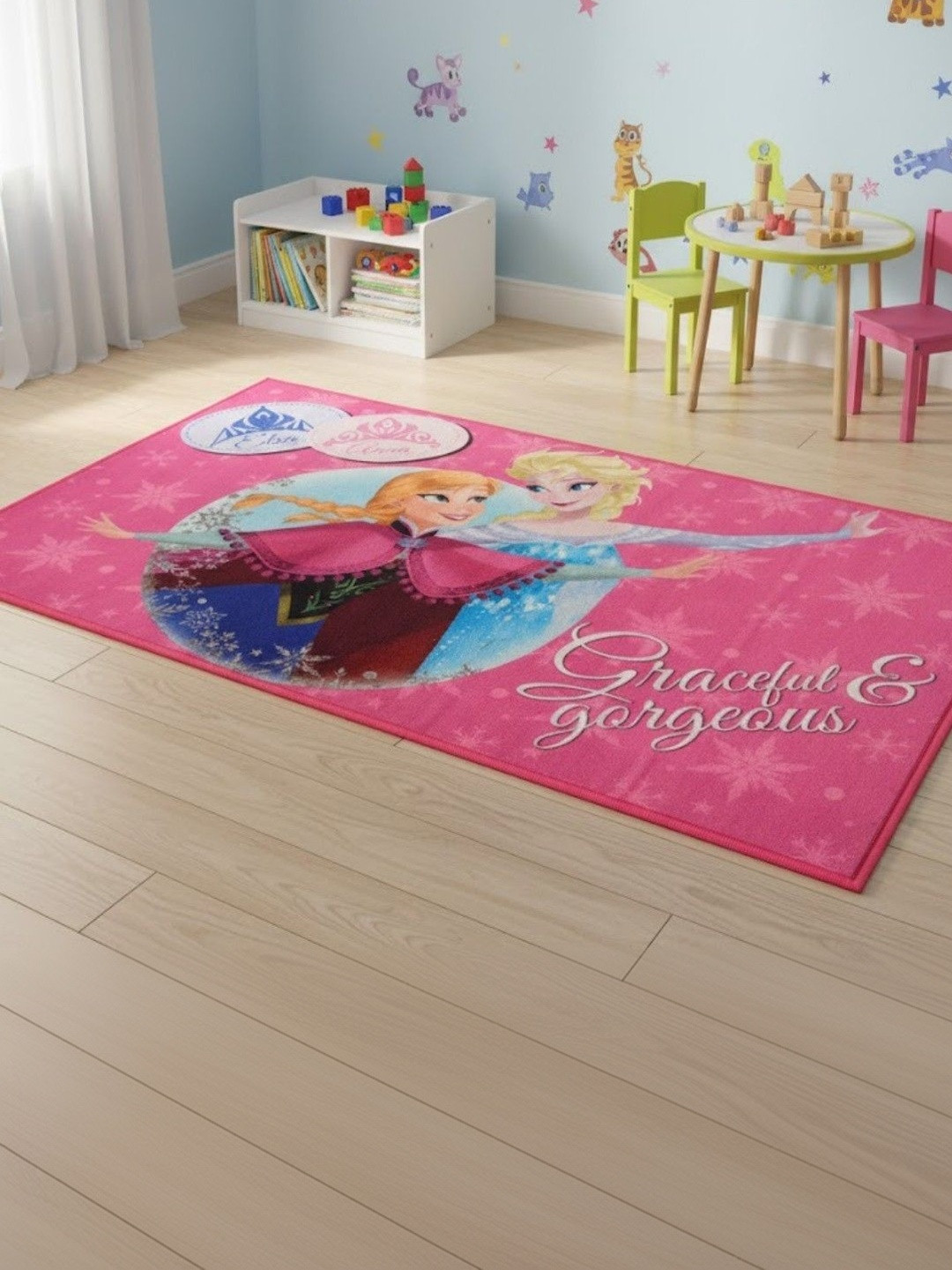 Disney Kids Frozen Sisters Cartoon Characters Anti-Skid Nylon Carpet