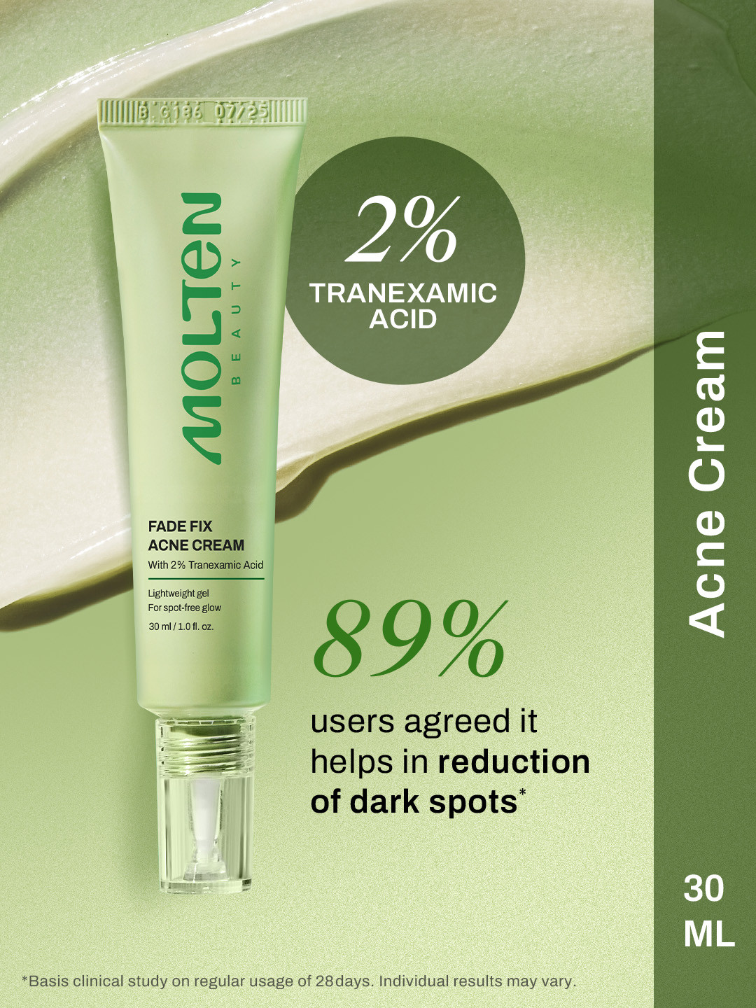 Molten Beauty Fade Fix Acne Cream With 2% Tranexamic Acid - 30 ml