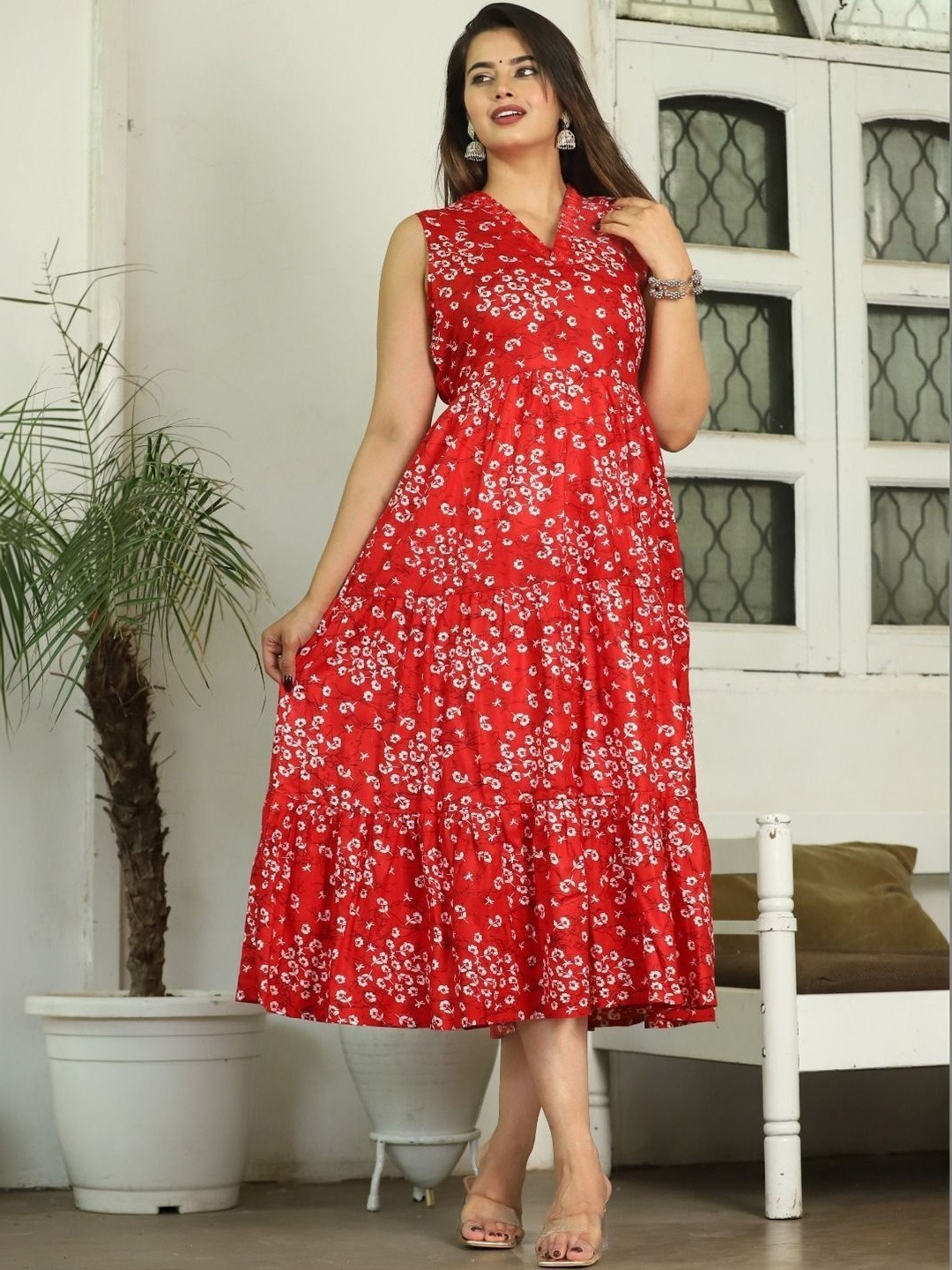 RD FAB Floral Print Fit & Flare Midi Dress