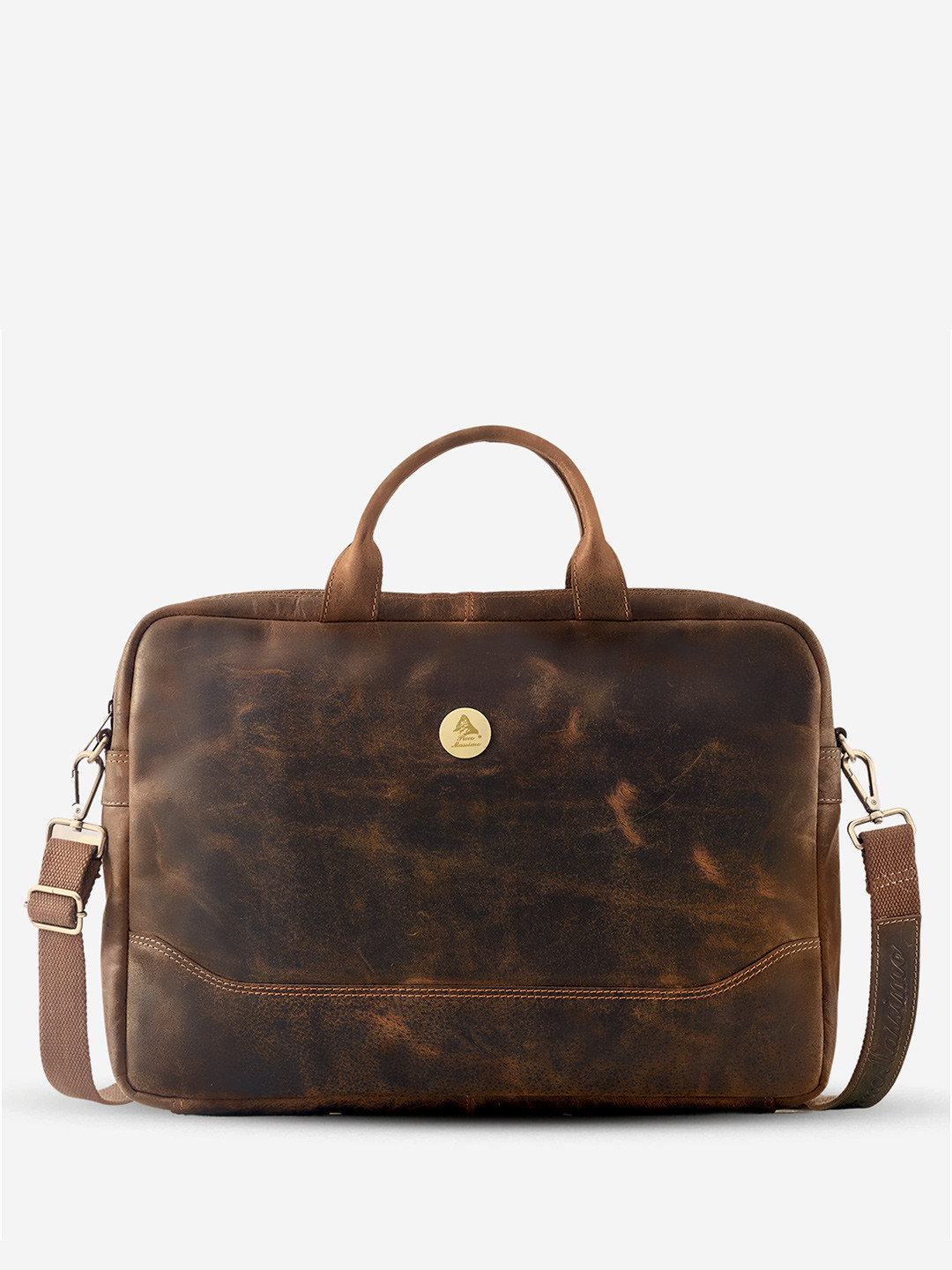 Picco Massimo Unisex Tan Laptop Messenger Bag