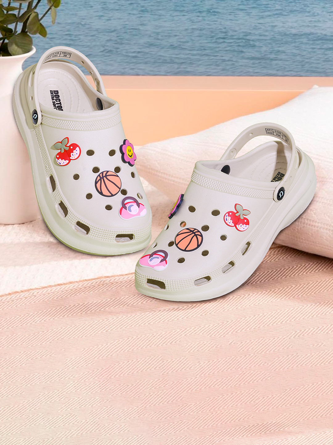 DOCTOR EXTRA SOFT Women Self Design Charms Clogs Flip Flops