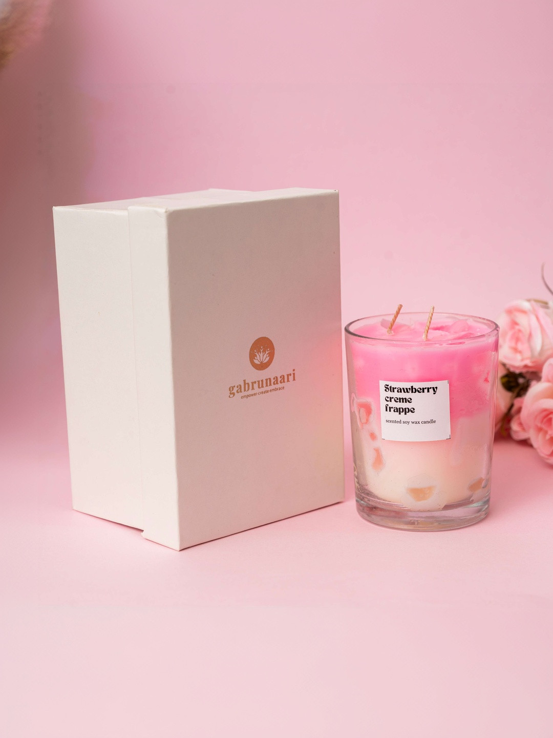 gabrunaari Berry Frappe Bliss  Large Strawberry Latte Candle