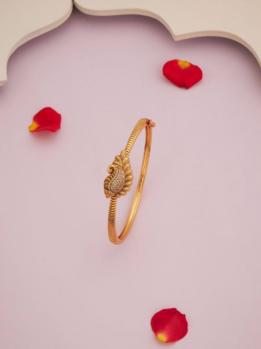 Kushal's Fashion Jewellery White Gold-Plated Ehnic Antique Kada Bangle