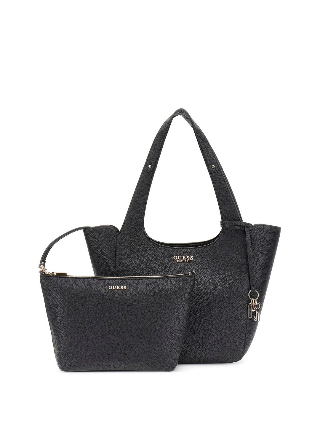 GUESS Calista Brand Logo Textured Zip Detail Oversized Structured Tote Bag With Pouch