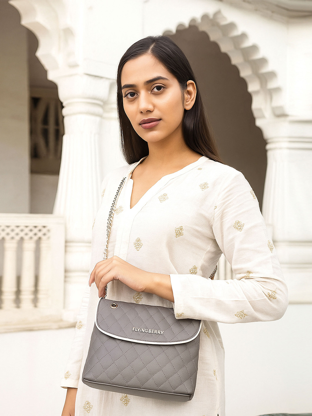FLYING BERRY Grey Textured Sling Bag