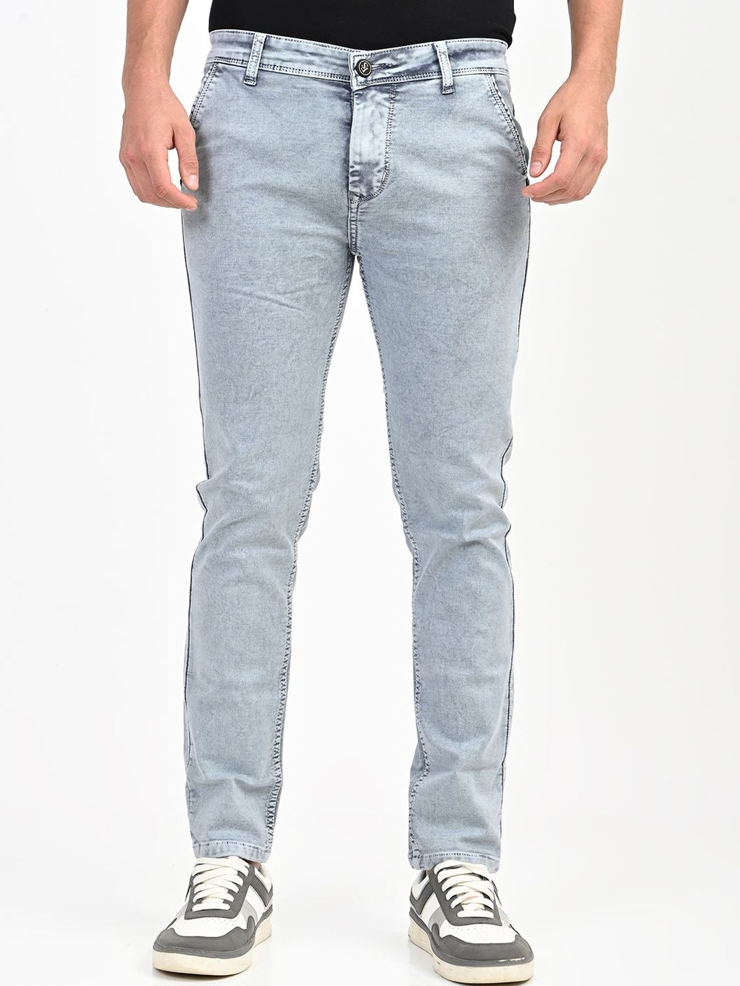 Native Bull Men Classic Slim Fit Mid-Rise Light Fade Stretchable Jeans