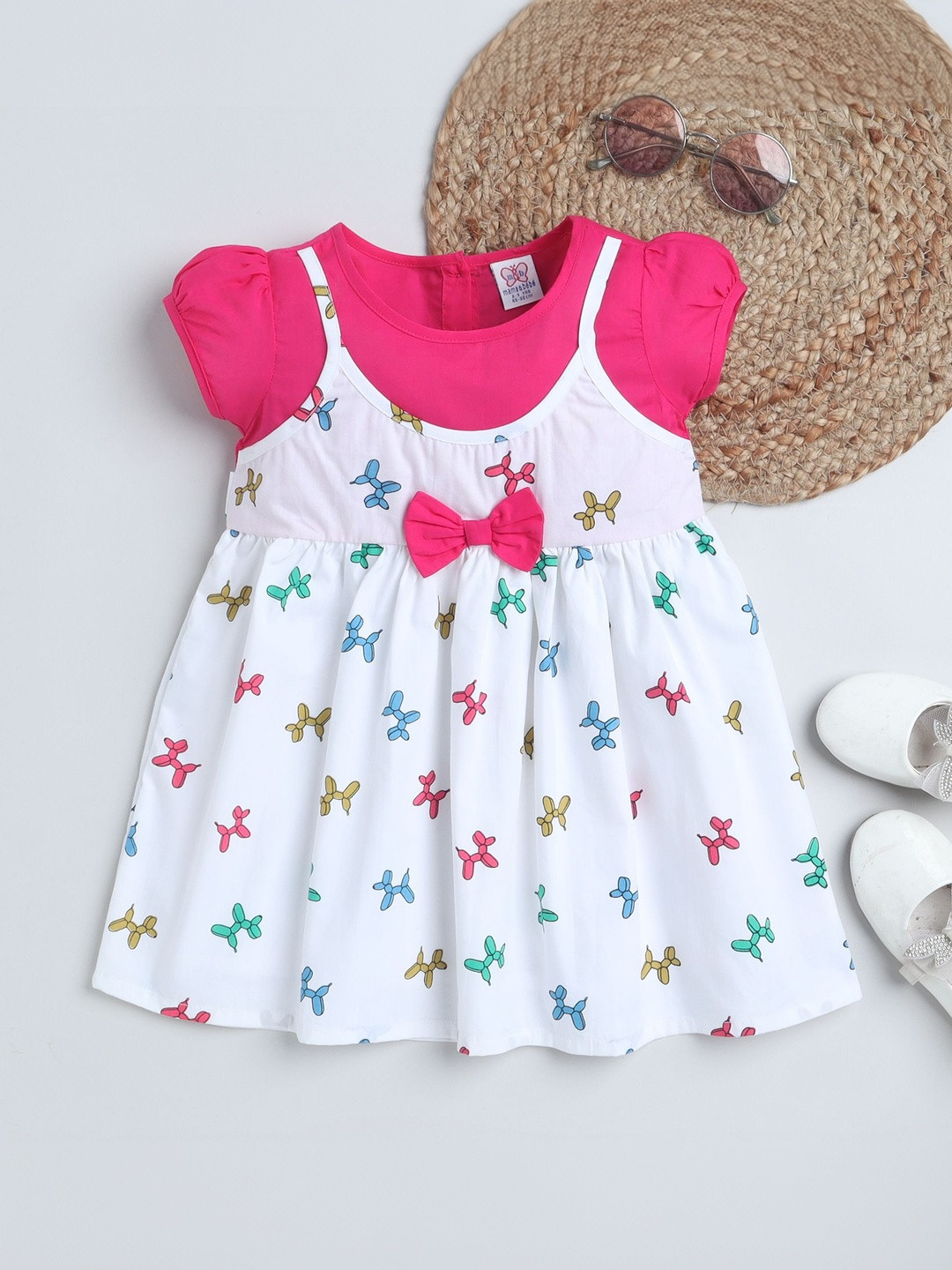 mama & bebe Baby Girls Print Puff Sleeve Fit & Flare Midi Dress