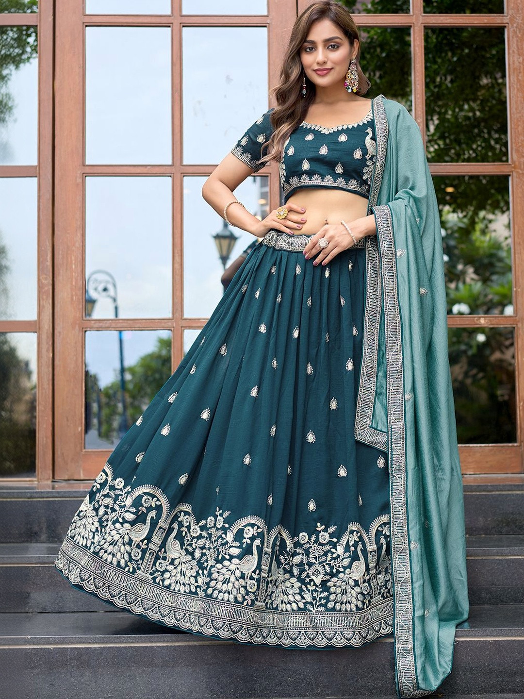 Jogmaya Fashion Women Embroidered Thread Work Semi-Stitched Lehenga & Blouse With Dupatta
