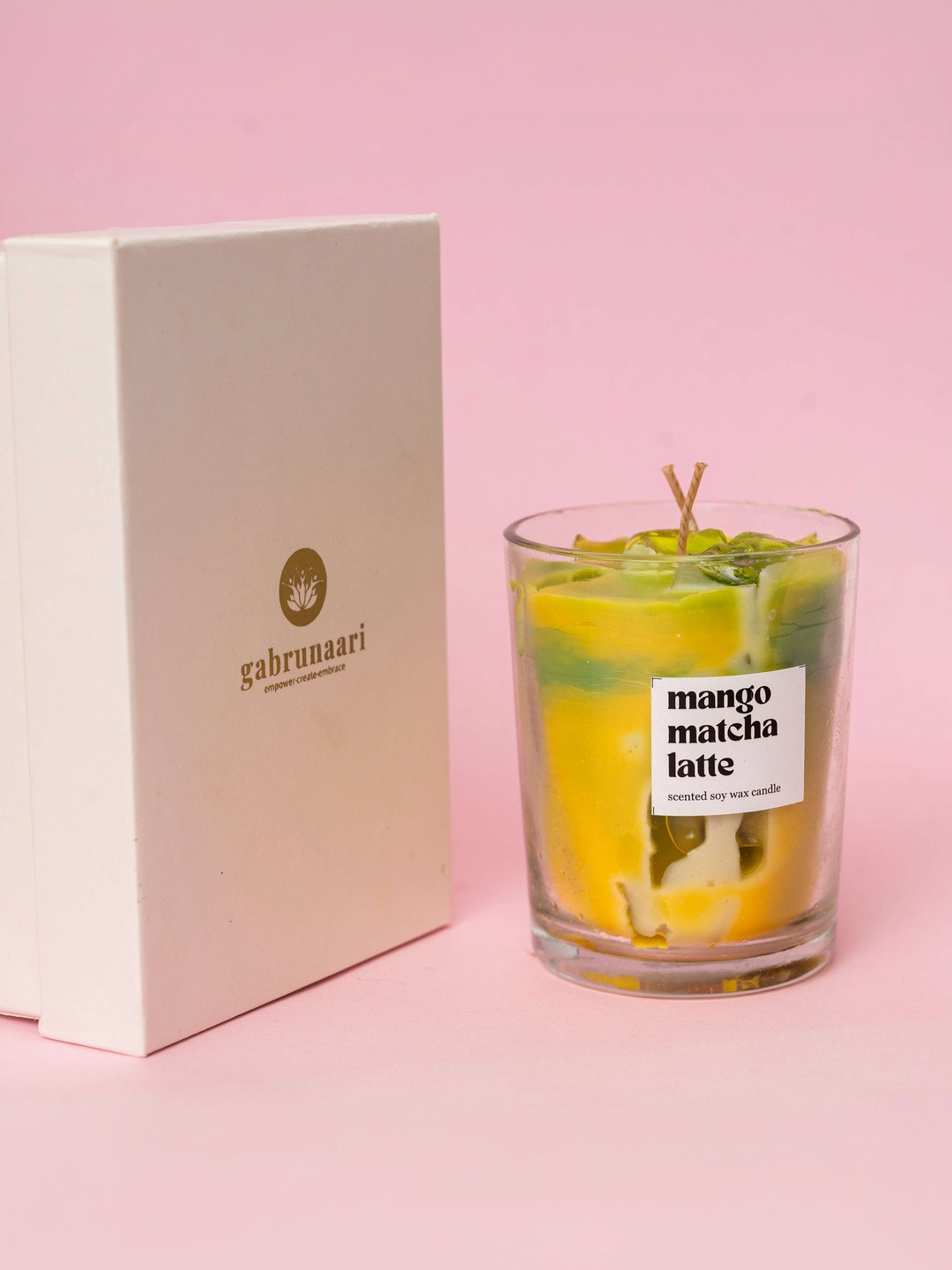 gabrunaari Yellow Tropical Mango Matcha Latte Jar Candle