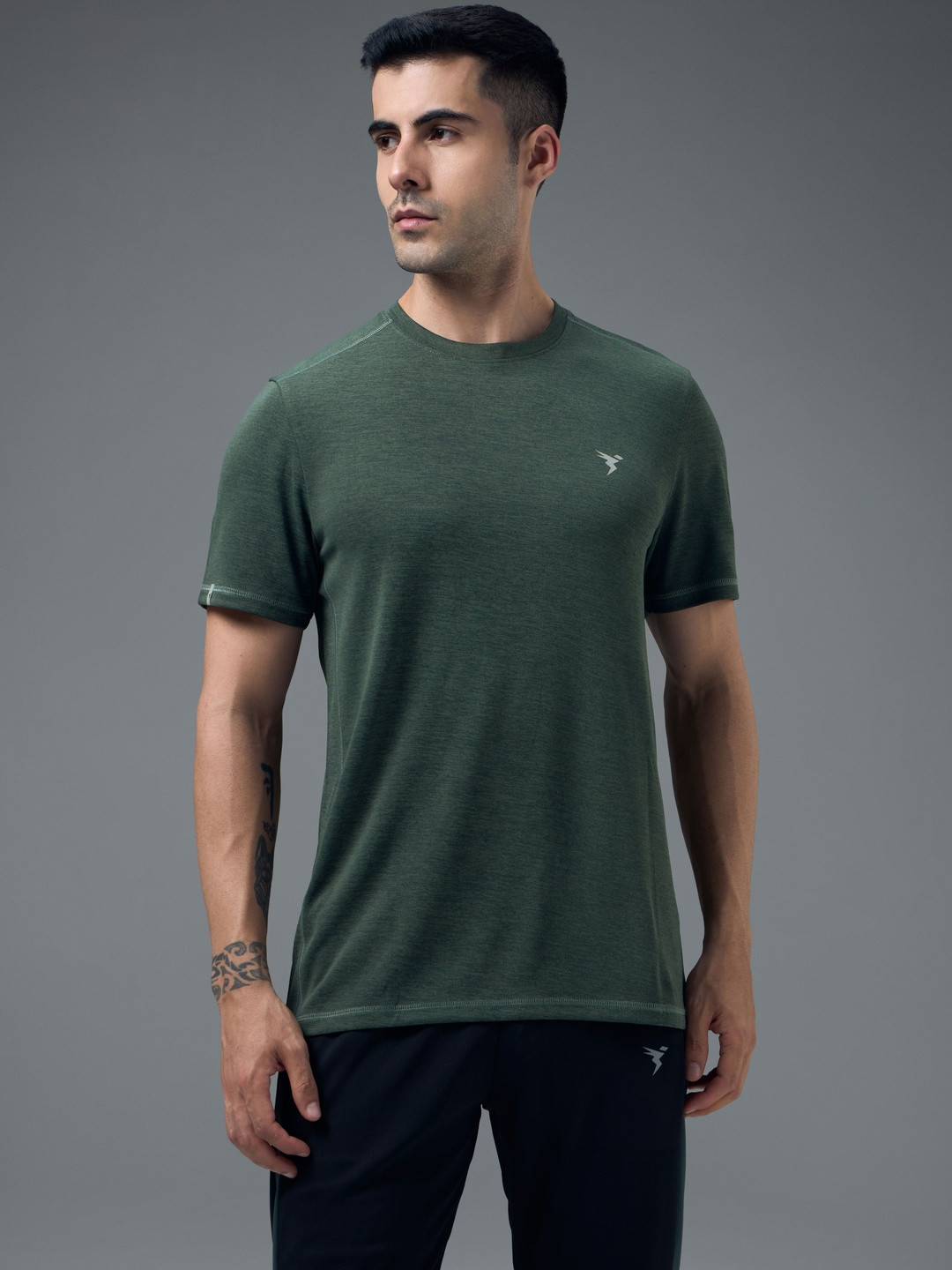 Technosport Men Brand Logo Anti Static Slim Fit T-shirt