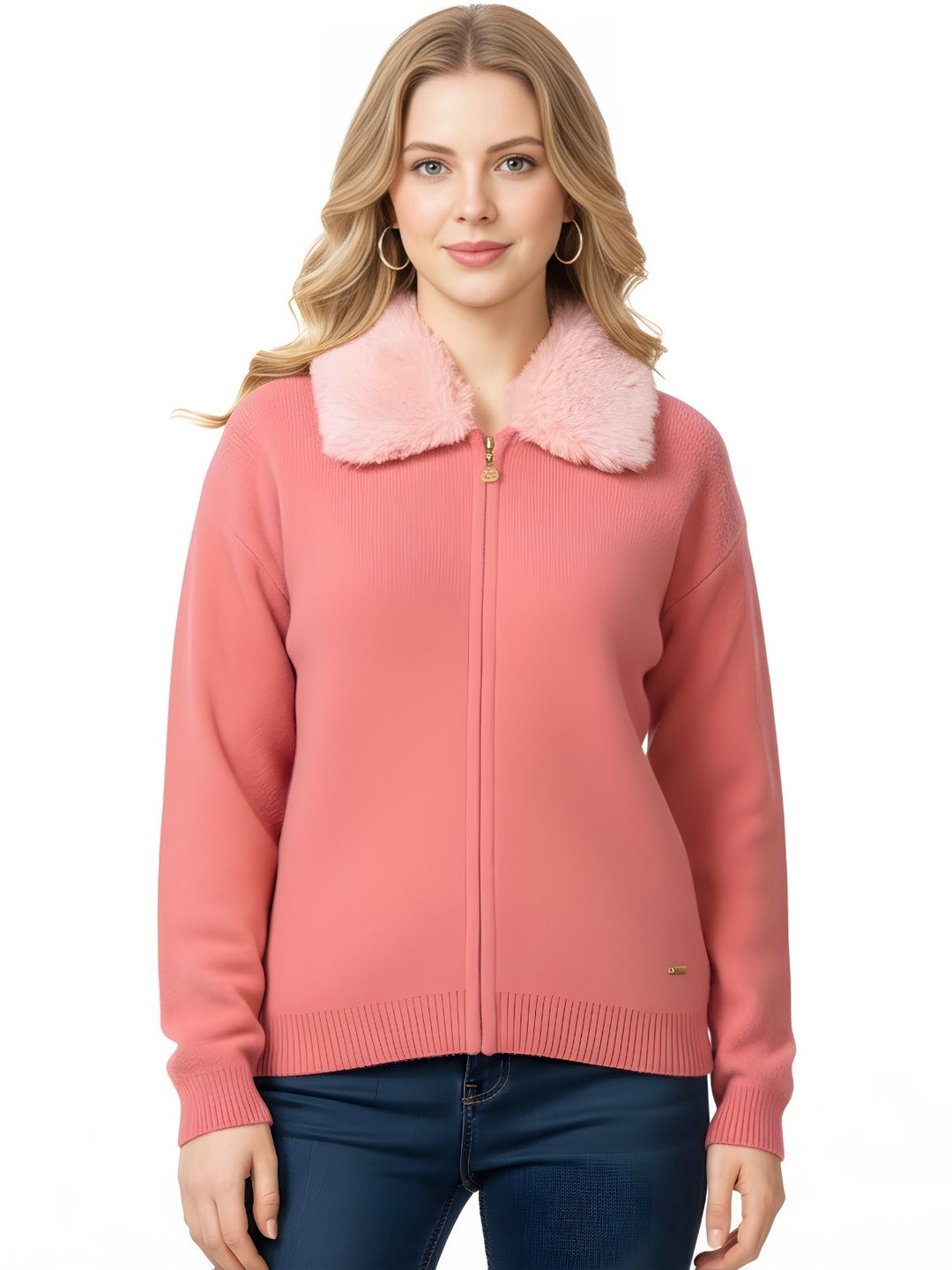 LASOON Women Woollen with Zip Detail Detail