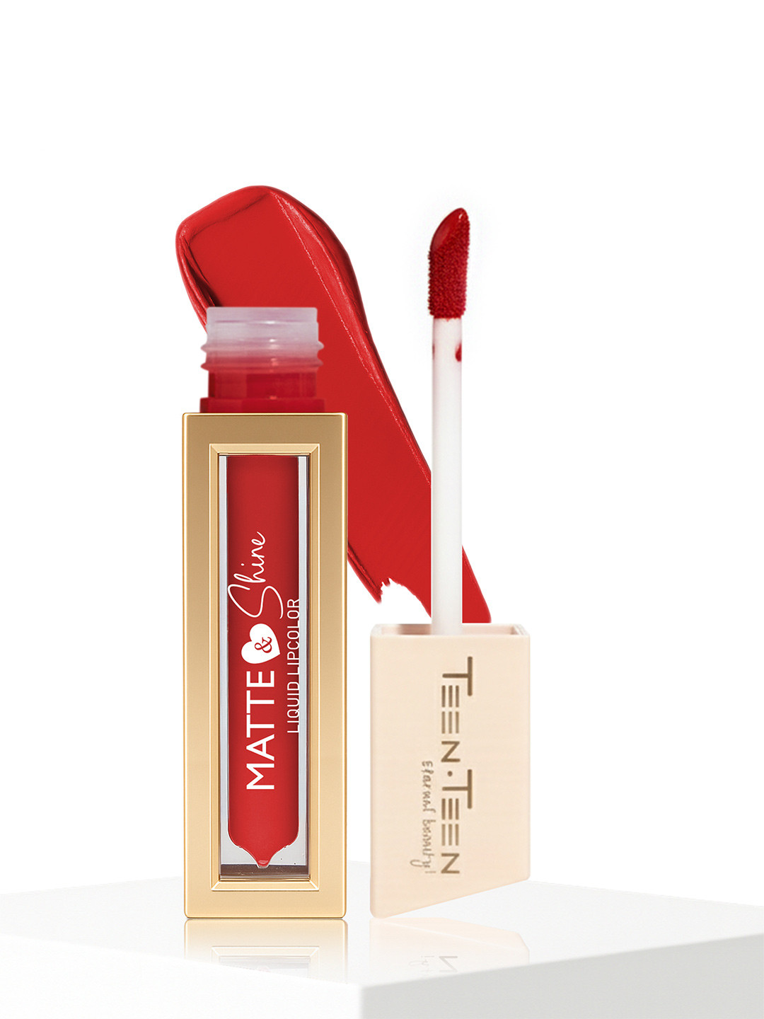 TEEN TEEN COSMETICS Matte & Shine Waterproof Liquid Lip Colour - 4 ml - Turky Red - 21