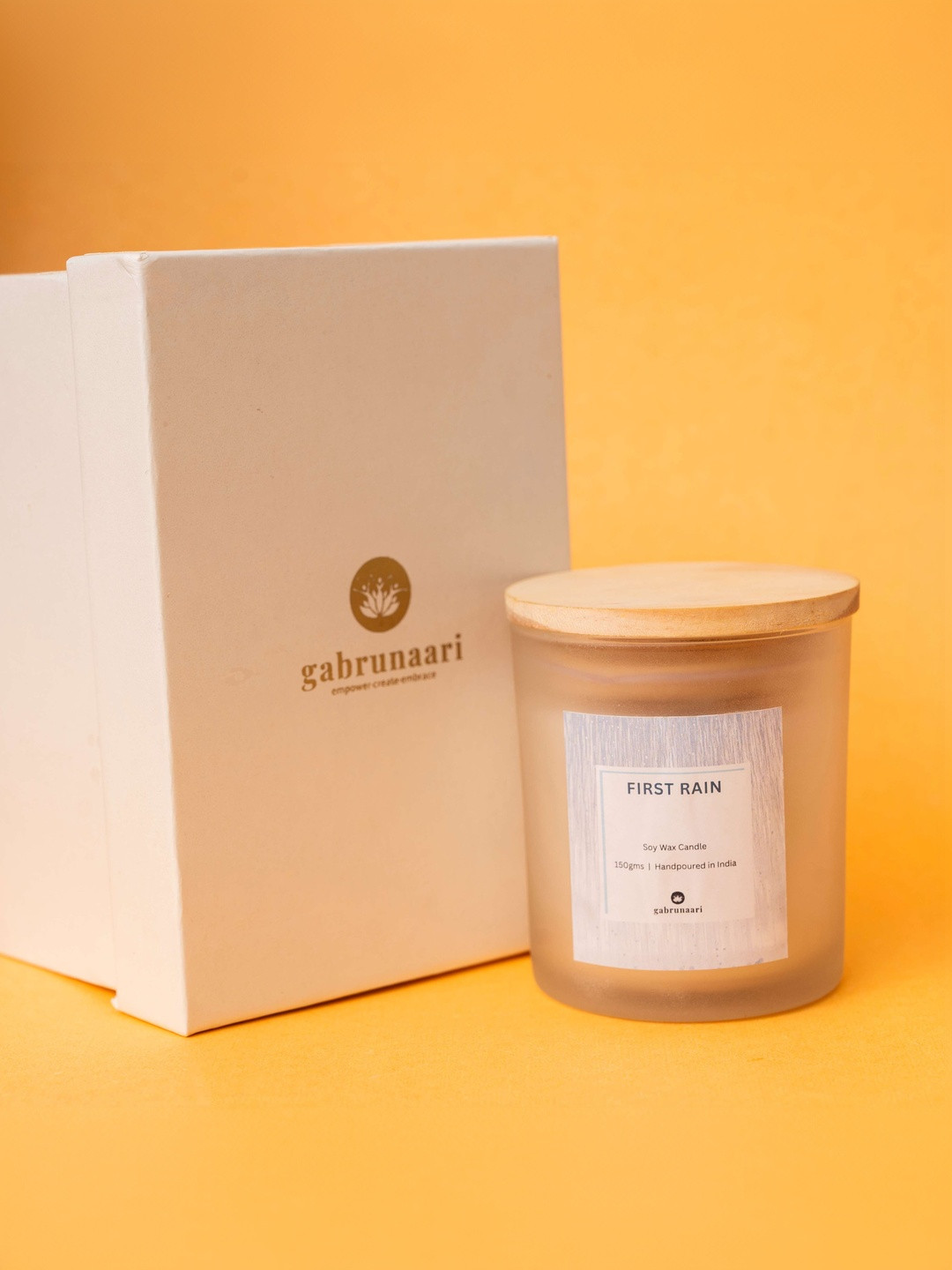 gabrunaari White & White Pehli Baarish  First Rain Premium Soy Wax Scented Candle