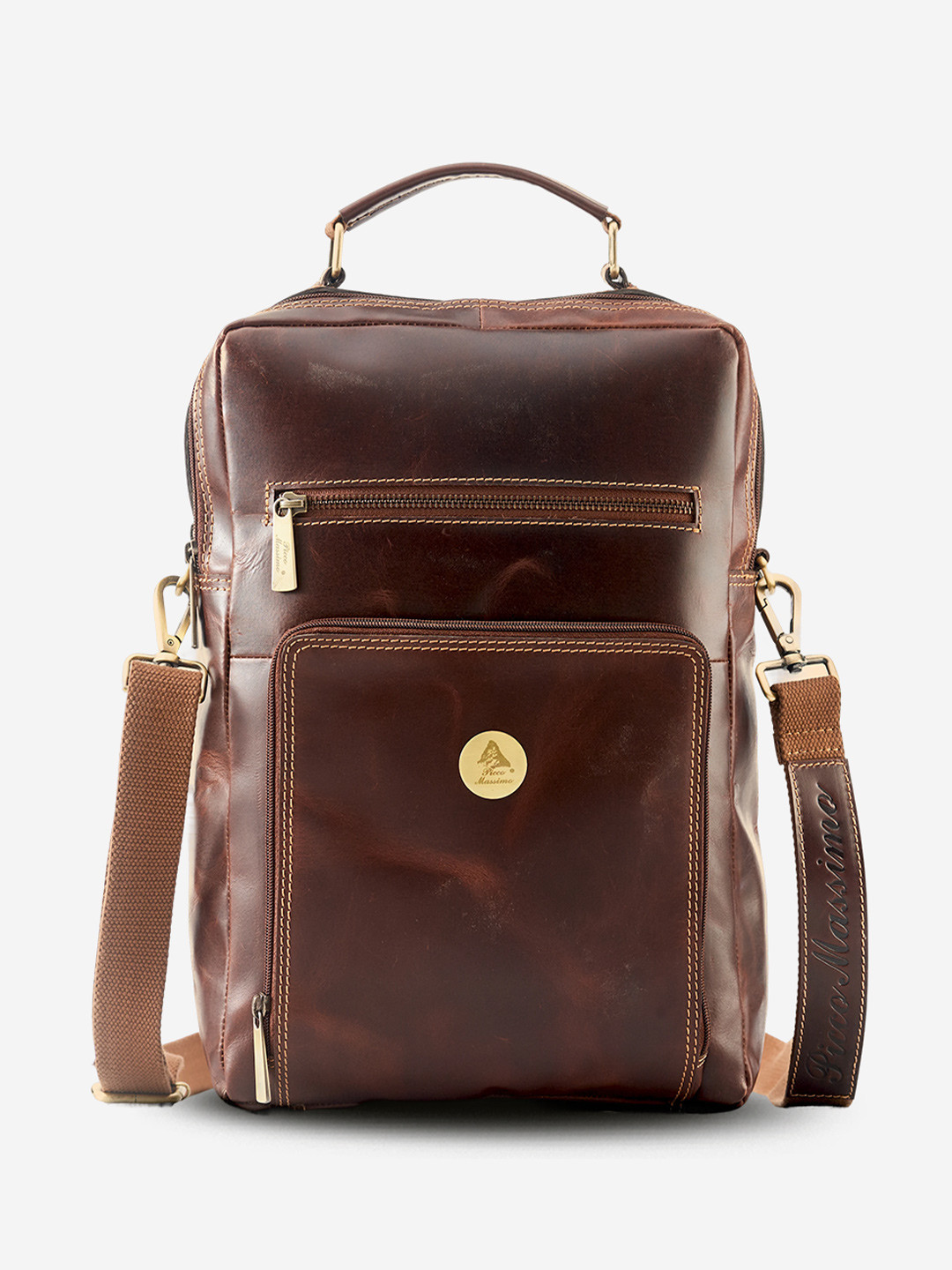 Picco Massimo Unisex Brown Solid Messenger Bag