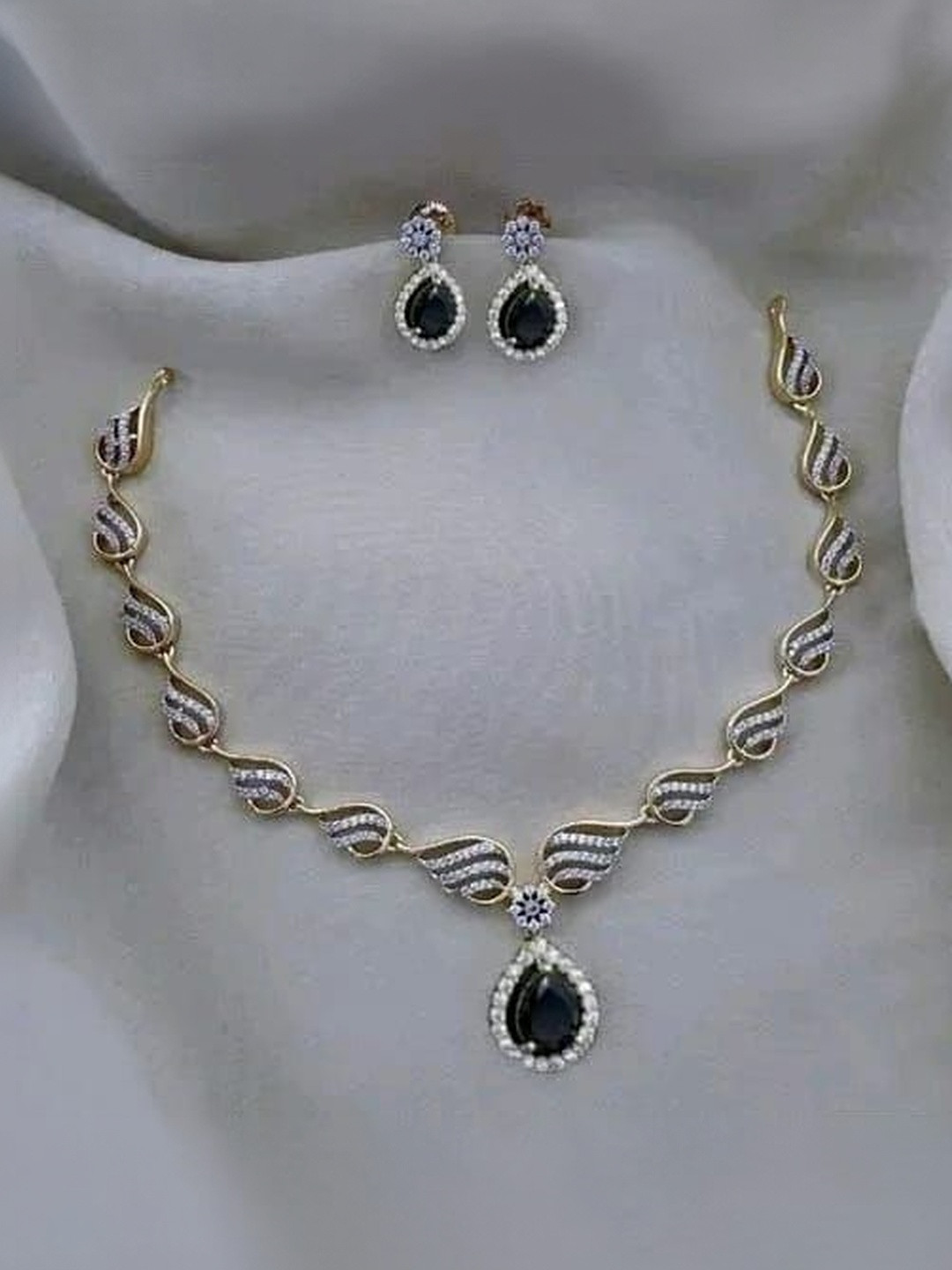 FANCY KF Gold-Plated American Diamond Jewellery Set