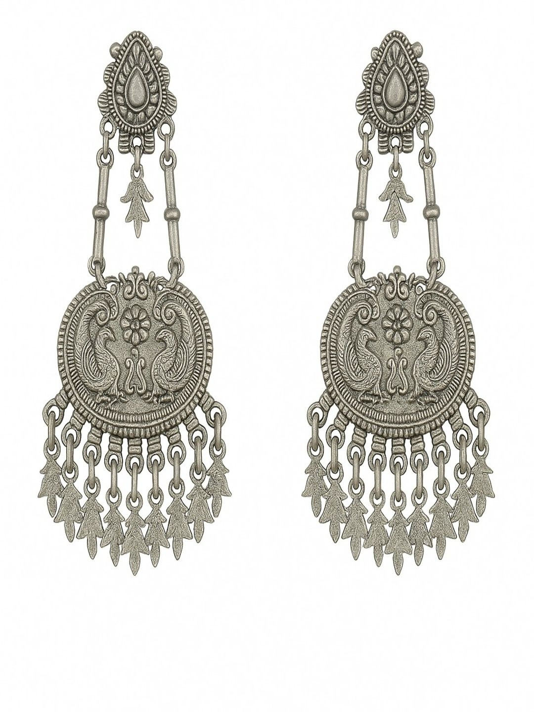 HENA DESIGNS LLP Peacock Shaped Drop Earrings