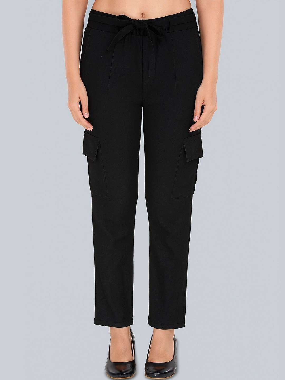 MM-21 Women Classic Straight Fit High-Rise Pleated Cargos Trousers