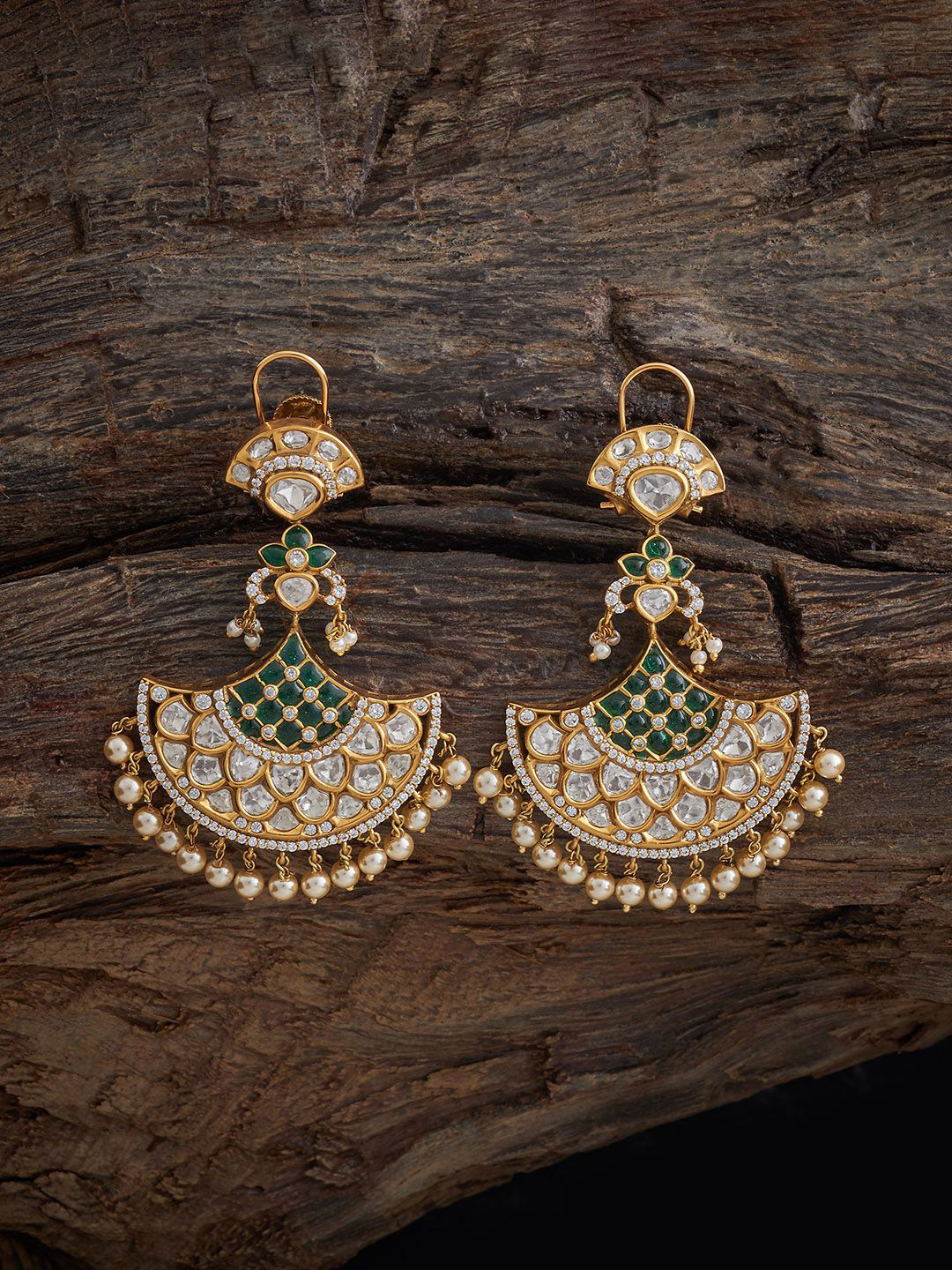 Kushal's Fashion Jewellery Embellished Bridal Victorin Plated Kundan Contemporary Earrings
