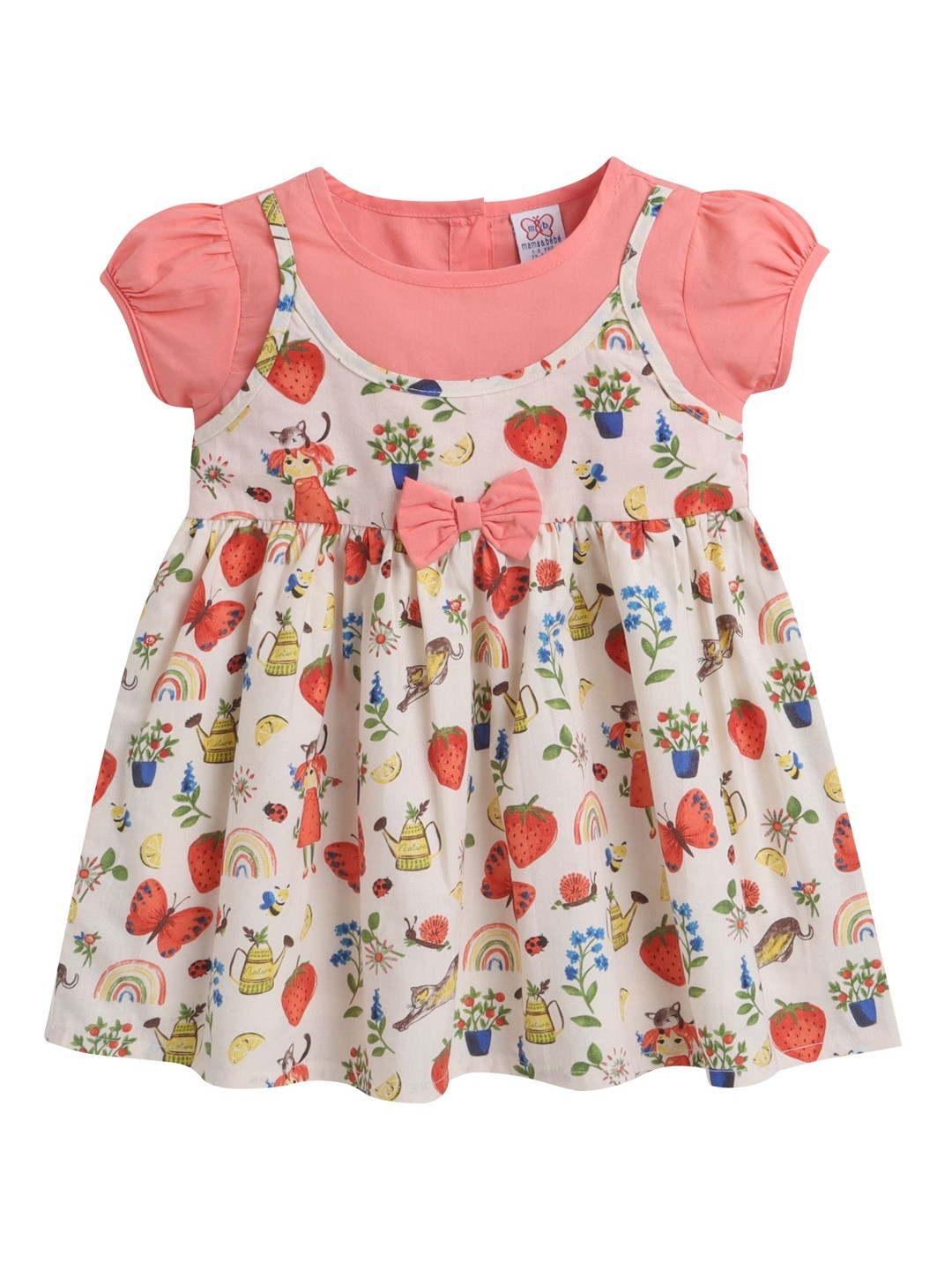 mama & bebe Baby Girls Floral Print Puff Sleeve Fit & Flare Midi Dress