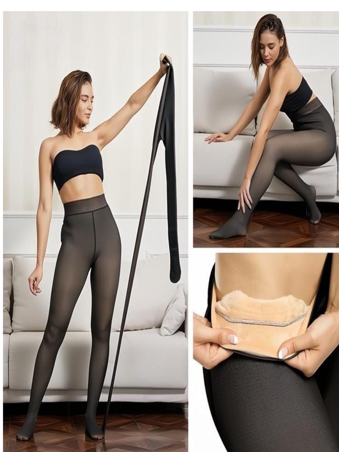 Knots N Stiches Women High Waist Thermal Fleece Stockings