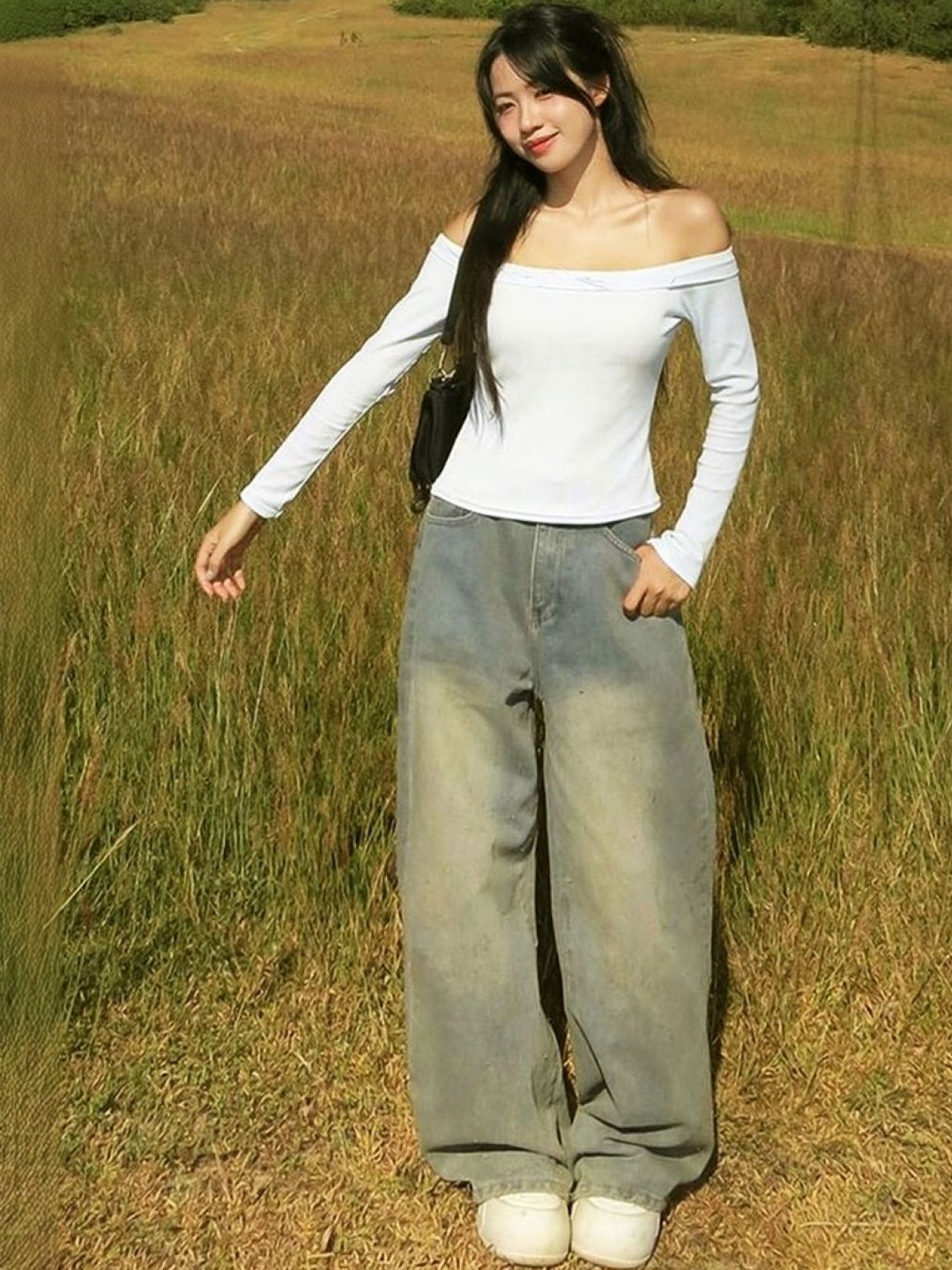 KPOP Off-Shoulder Ruffles Top