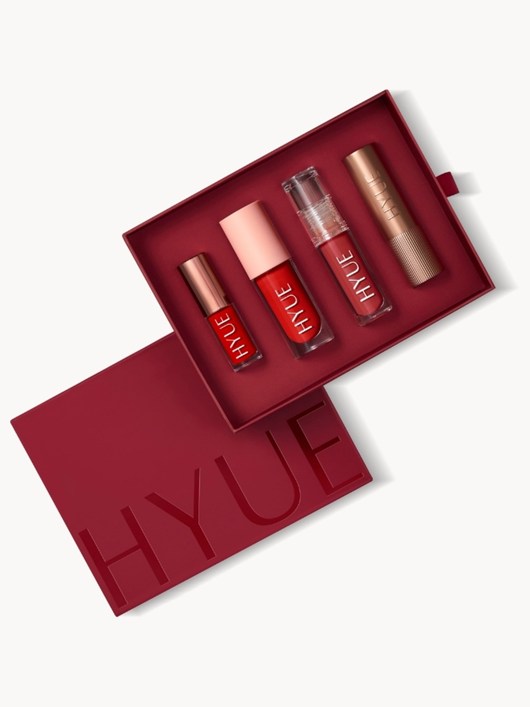 HYUE Code Red Lip Kit Gift Set - Liquid & Velvette Matte Lipsticks, Lip Tint, Lip Plumper