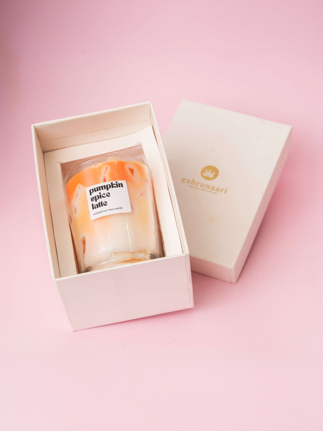 gabrunaari Orange & White Pumpkin Glow Grande Jar Candle