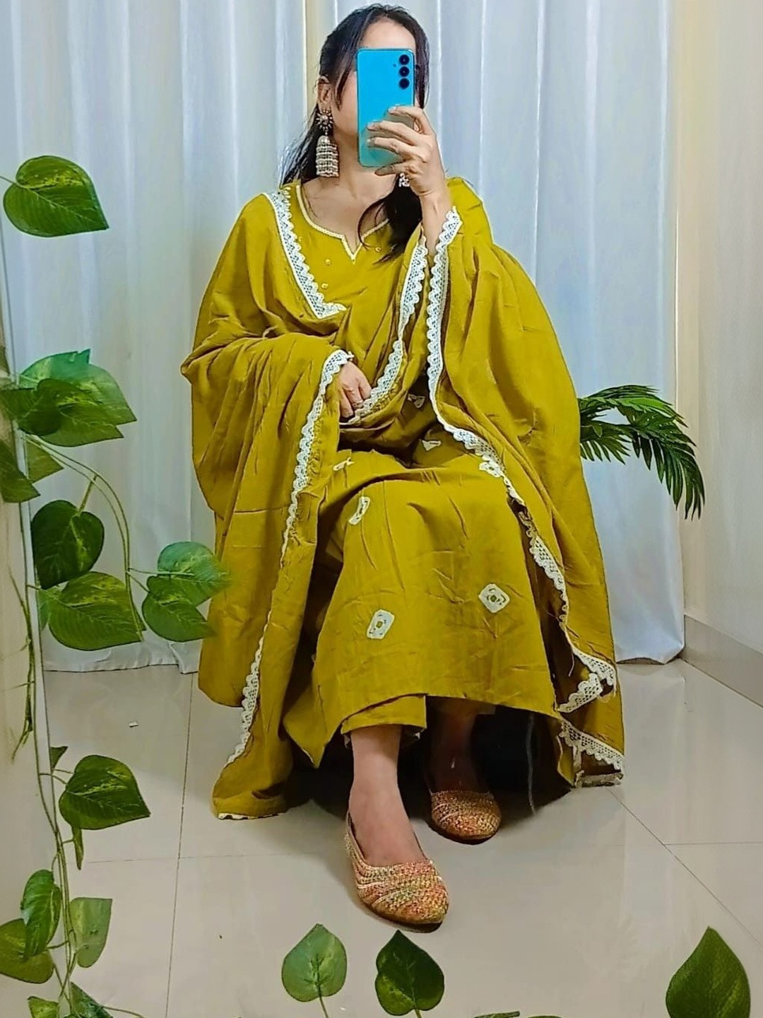 ANYA GALLERY ART Ethnic Motifs Embroidered A-Line Dress