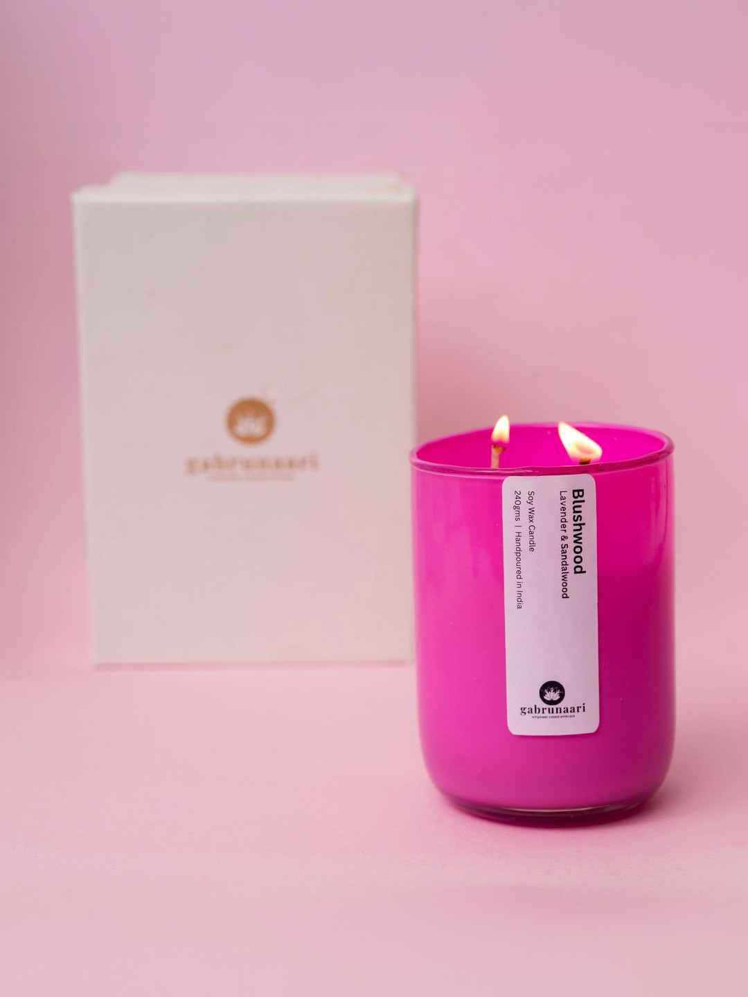 gabrunaari Blushwood Bloom Pink Premium Soy Wax Scented Jar Candle