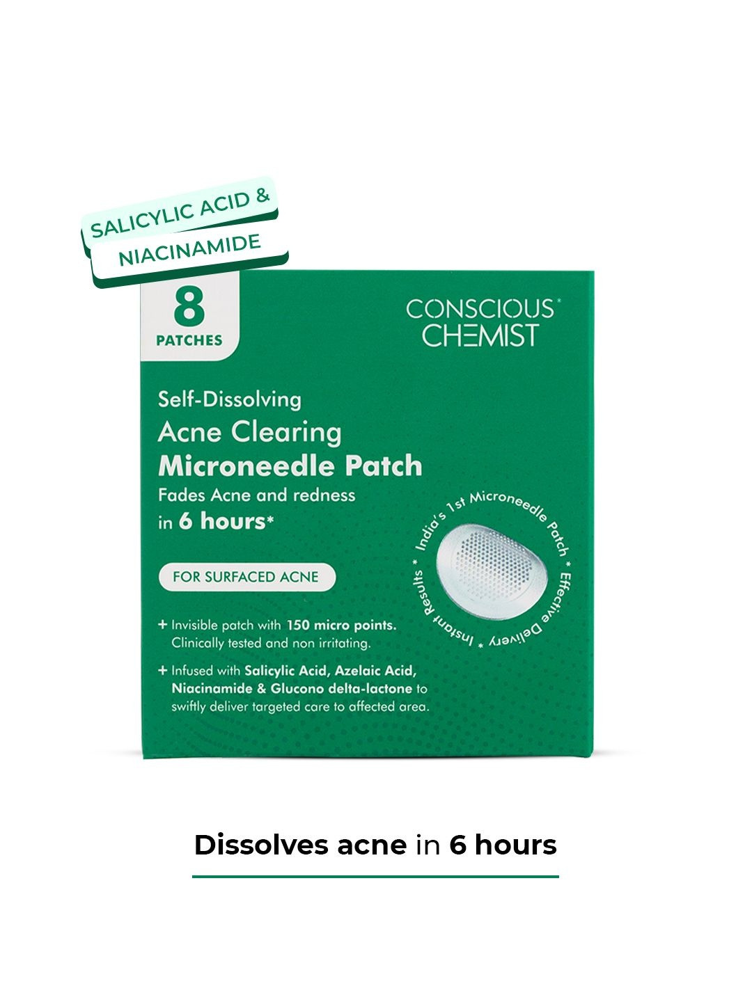 Conscious Chemist Self Dissolving Acne Microneedle Patches With 2% Salicylic Acid -10 g