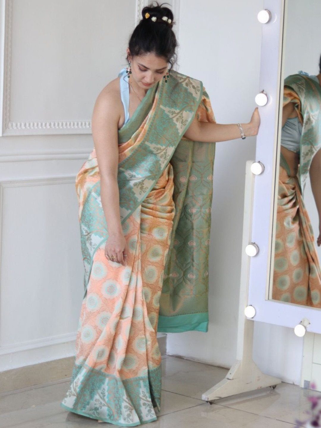 Style Drawer Woven Design Zari Jacquard Silk Kanjeevaram Saree