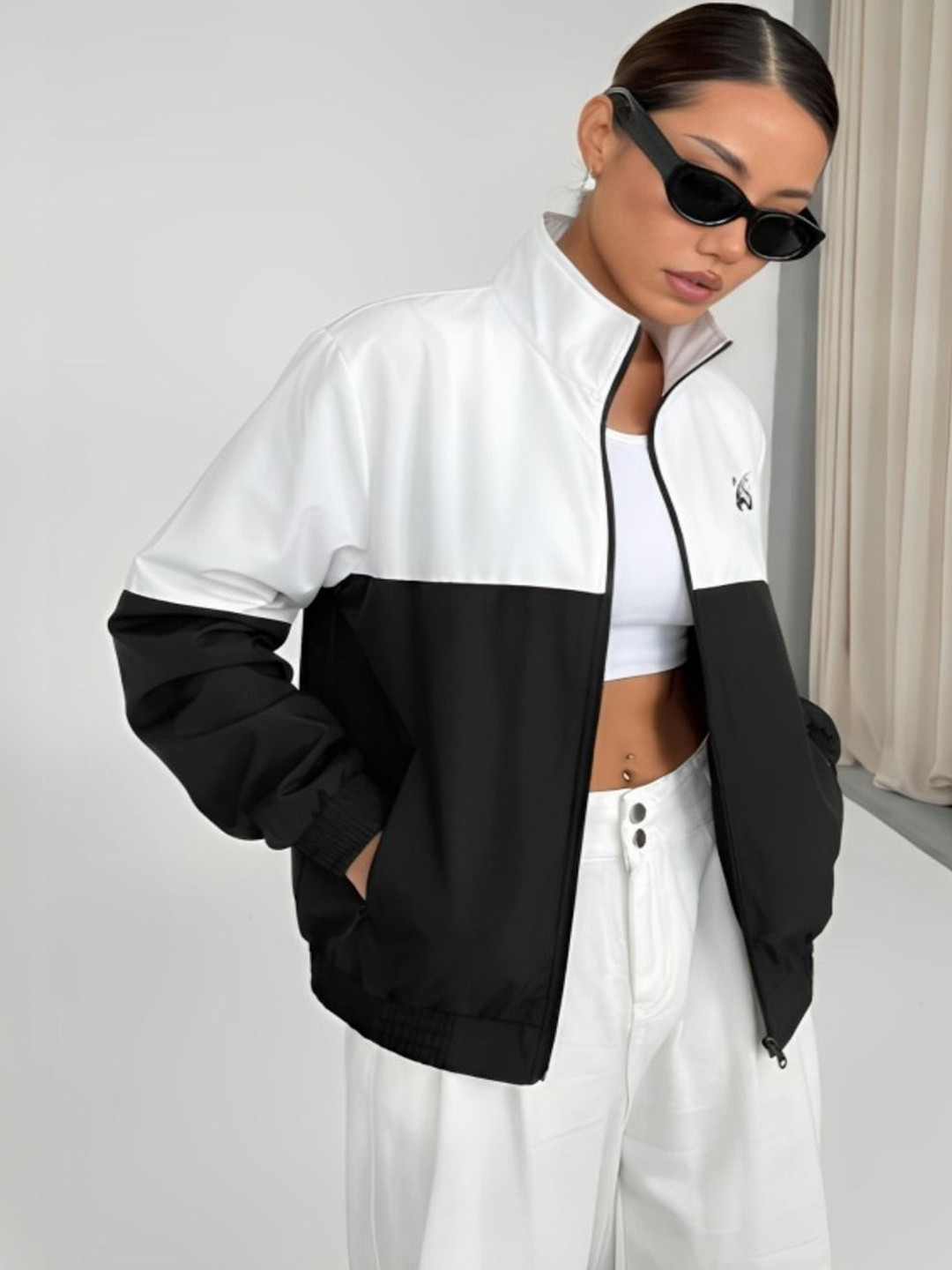 MAYKR Women Brand Logo Colourblocked Lightweight Running Sporty Jacket