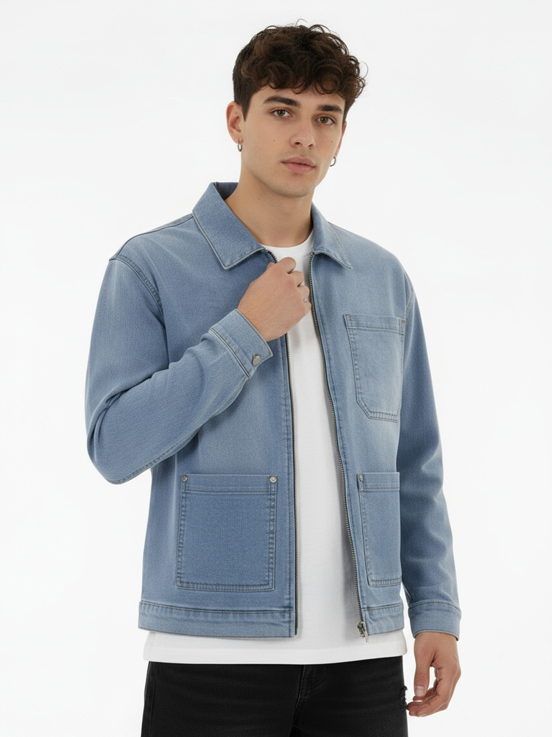 glitchez Relaxed Fit Denim Jacket