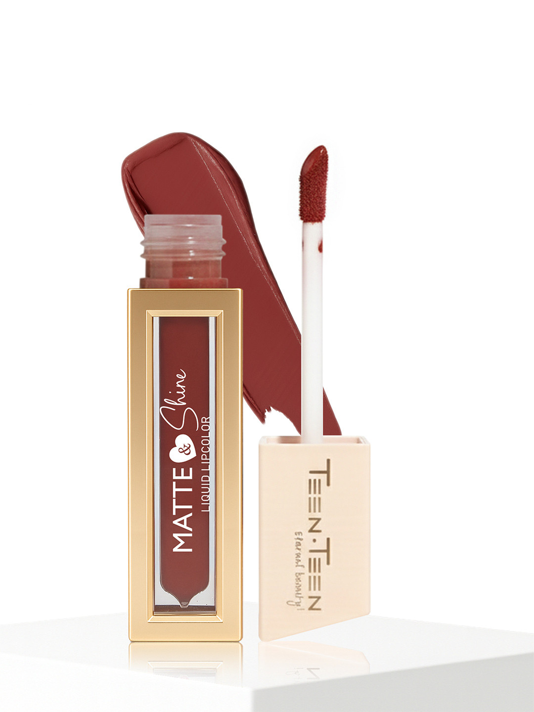 TEEN TEEN COSMETICS Matte & Shine Waterproof Liquid Lip Colour - 4 ml - Madras Kaapi - 02