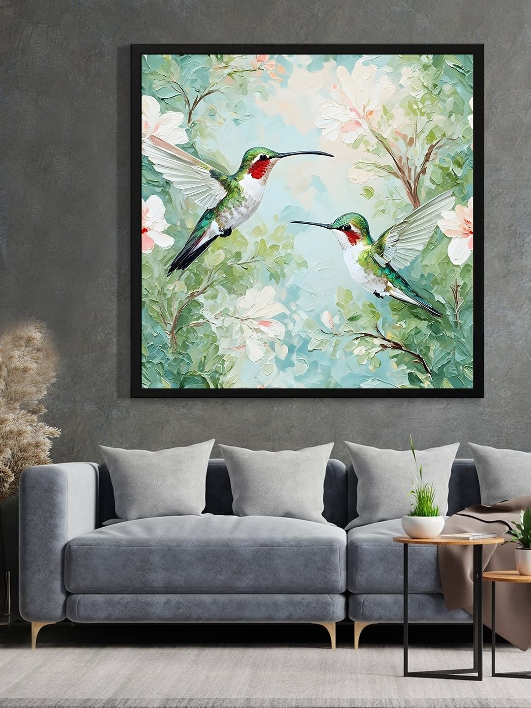 DECOR DADDY Green Single Piece Canvas Birds and Animals Wall Painting