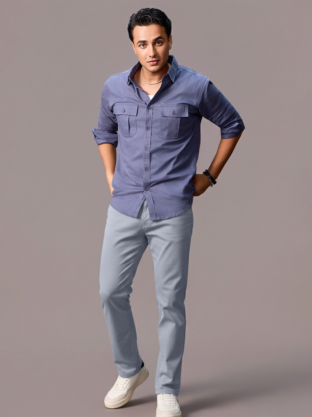 Urbano Fashion Men Blue Slim Fit Solid Stretchable Regular Trousers