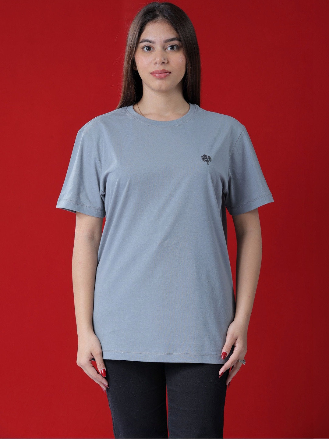 LEAFCARE Women Typography Printed Pure Cotton T-shirt