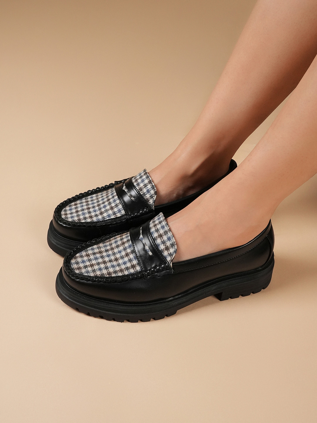 Theater Women Dr Storm Black Printed Penny Loafers