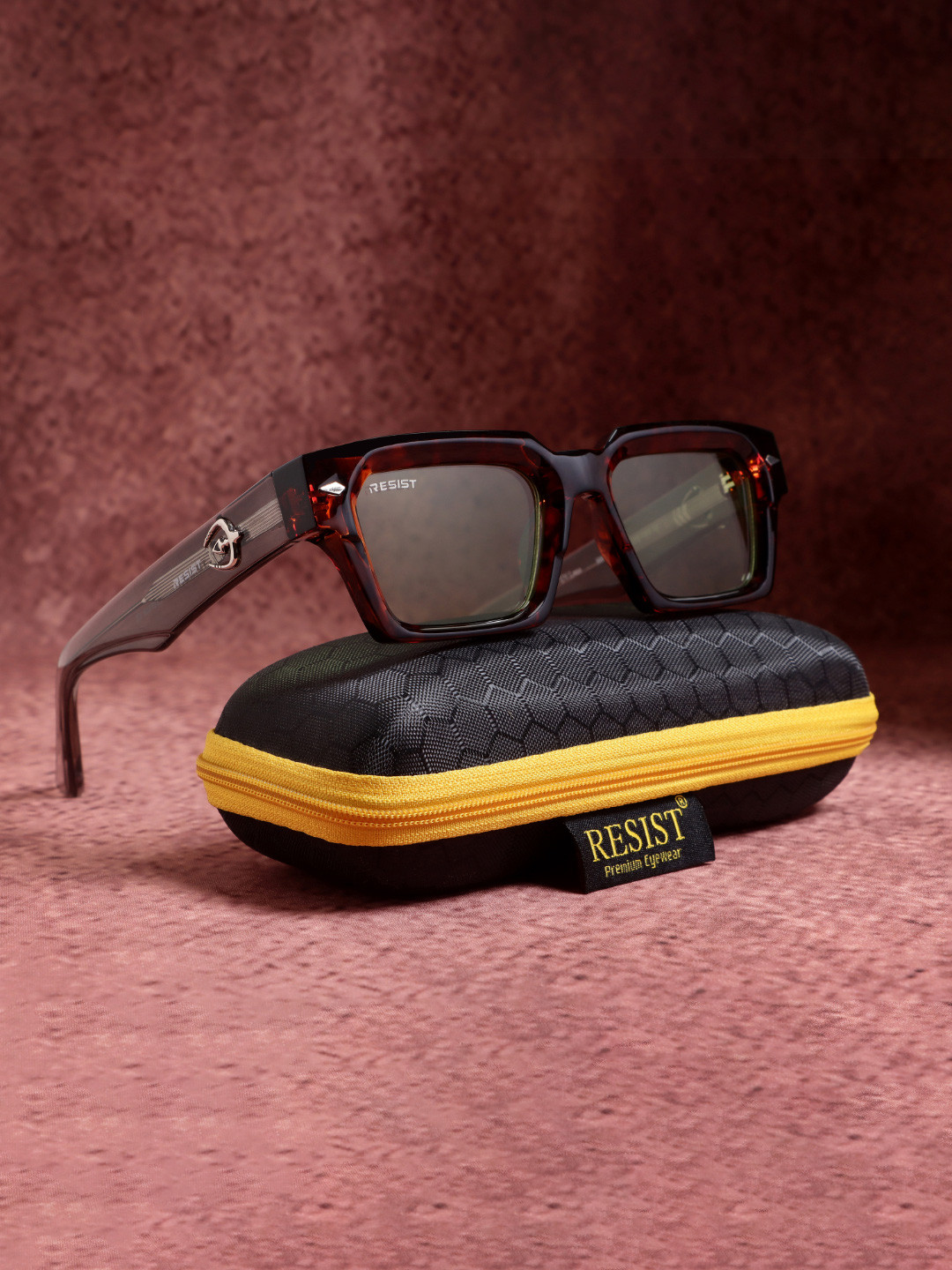 RESIST EYEWEAR Unisex UV Protected Lens Square Sunglasses DEFENDER GREEN BROWN 1