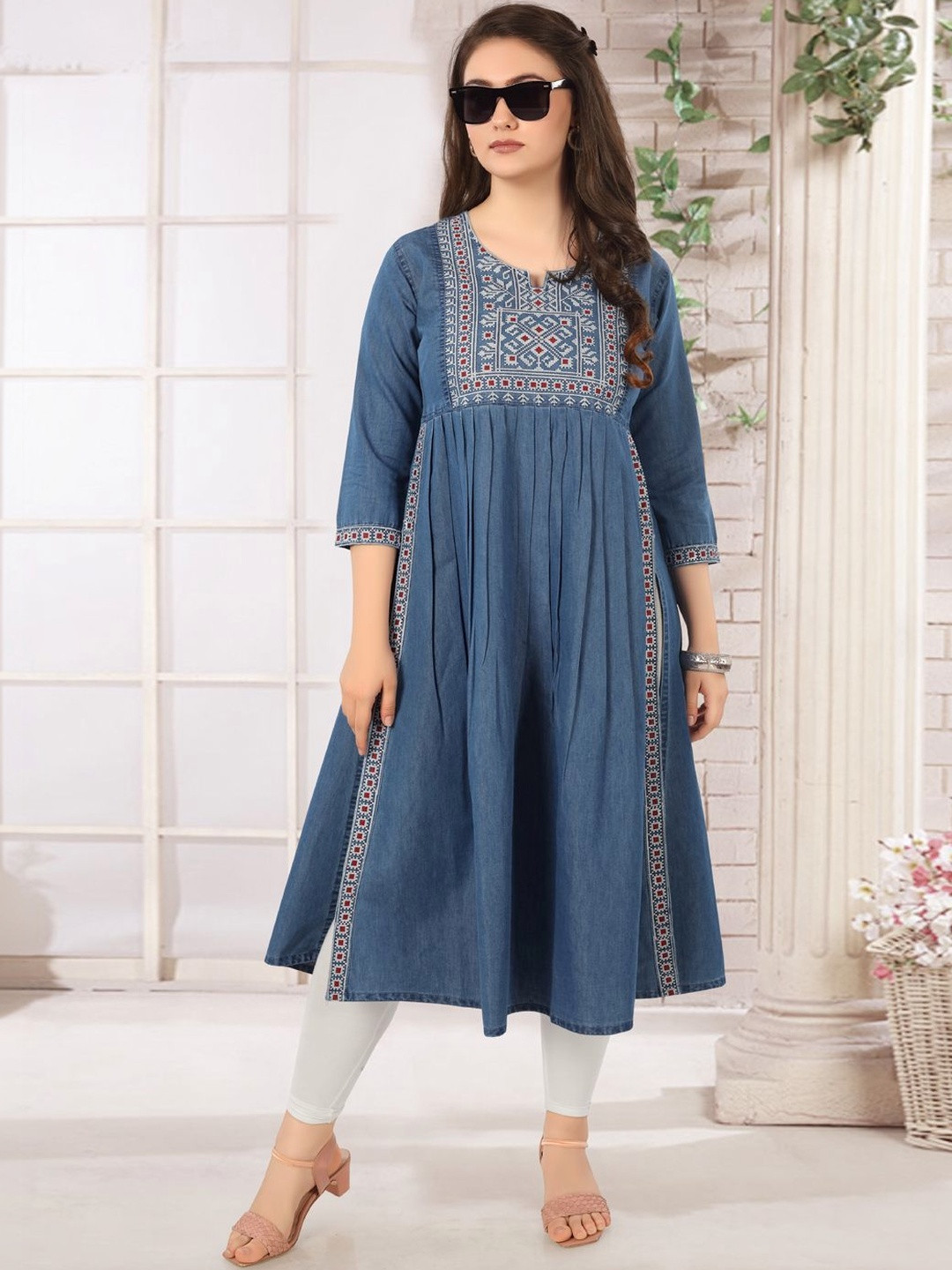 SK Creation Thread Work Denim Thread Work Kurti