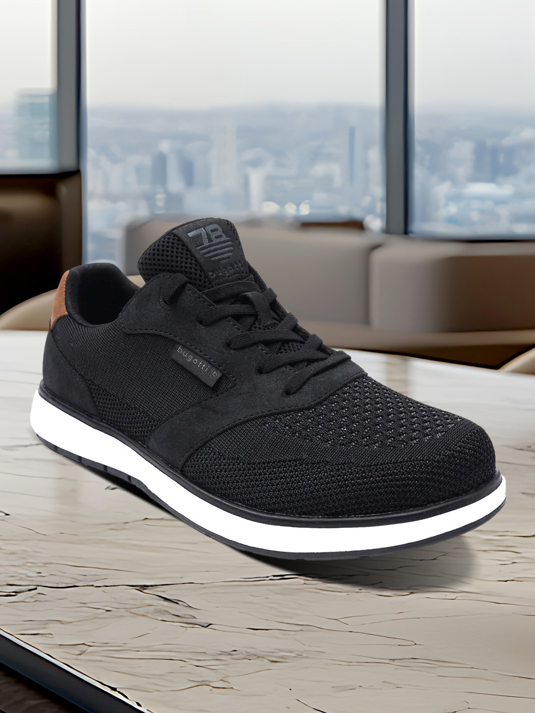 Bugatti Baldini Men Textured Mid Top Lace Up Sneakers