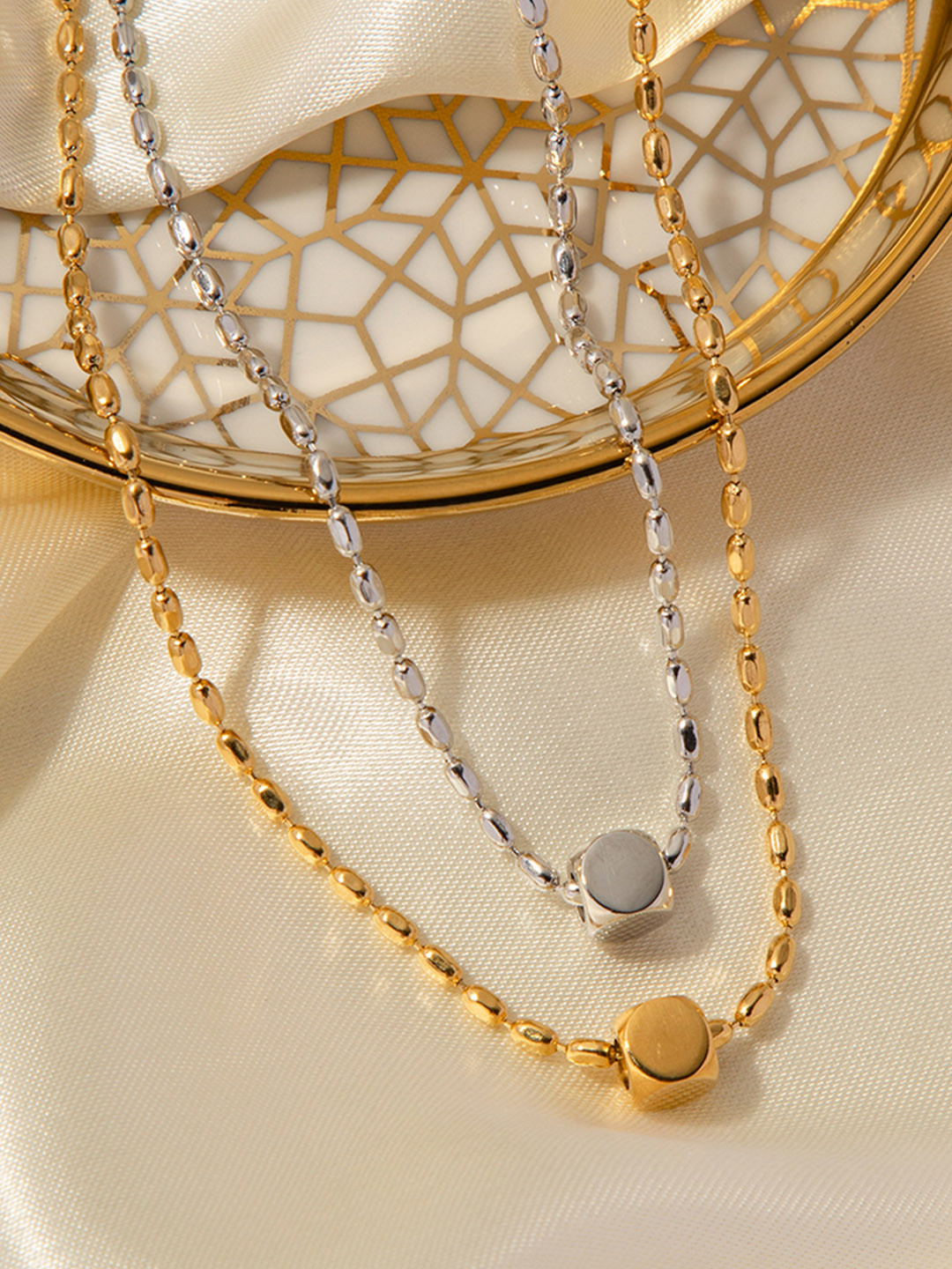 Aiza 18KT Gold Plated Cubic Charm  Pendant with chain